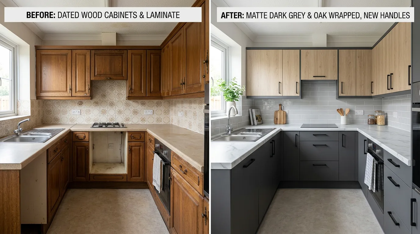 Kitchen wrapping transformation in Glasgow